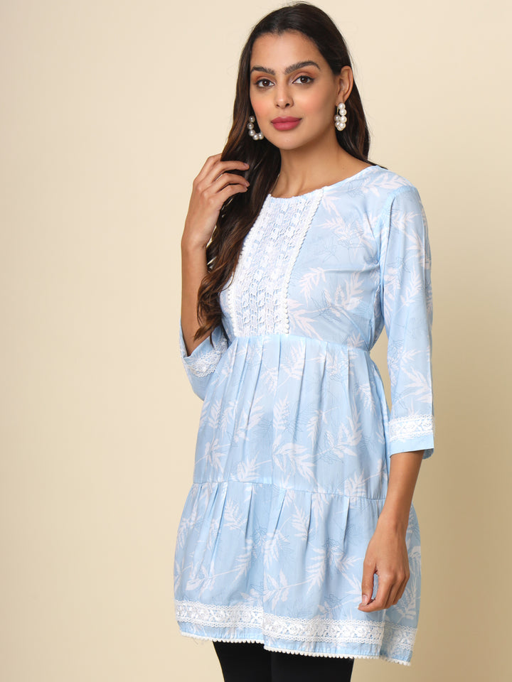 Stylish Sky Blue Kurta | Cotton Ethnic Wear with Designer Prints