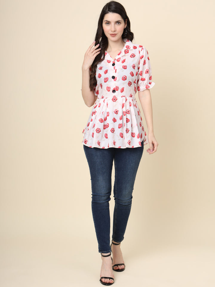 Sophisticated White Cotton Kurti | Designer Printed Ethnic Wear for Women