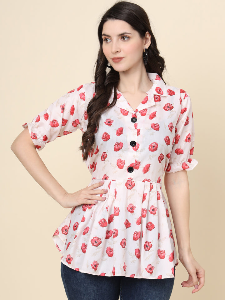 Sophisticated White Cotton Kurti | Designer Printed Ethnic Wear for Women
