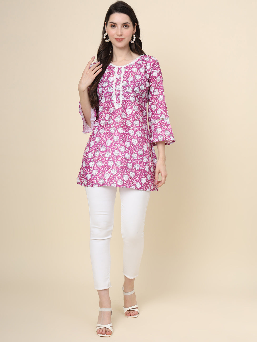 Stylish Purple Designer Kurti | Short Cotton Printed Kurta for Women