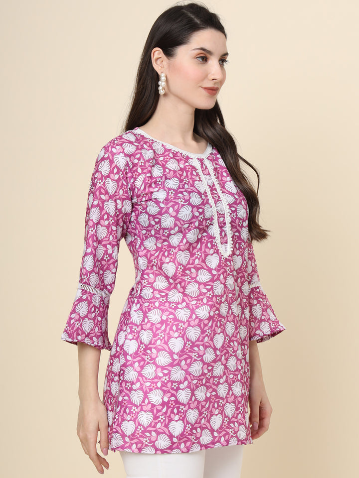 Stylish Purple Designer Kurti | Short Cotton Printed Kurta for Women