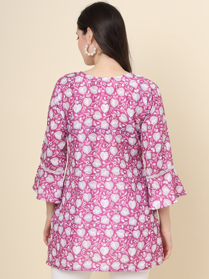 Stylish Purple Designer Kurti | Short Cotton Printed Kurta for Women