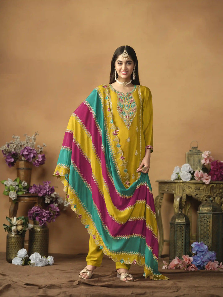 Designer Embroidered Salwar Suit | Heavy Work & Santoon Bottom