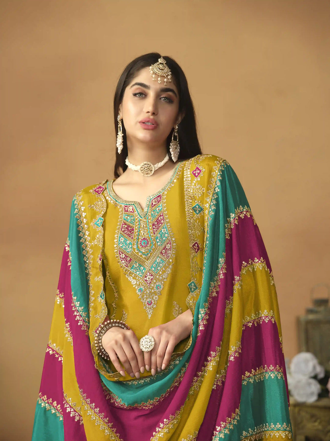 Designer Embroidered Salwar Suit | Heavy Work & Santoon Bottom