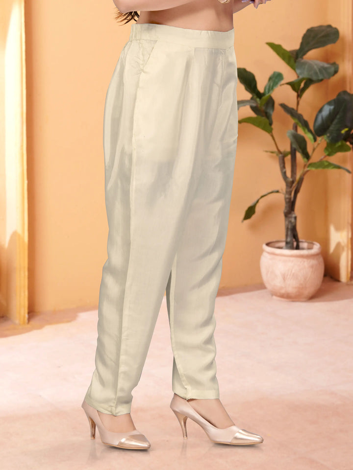 Off White Organza | Chanderi Viscose Suit with Embroidery Work for Women