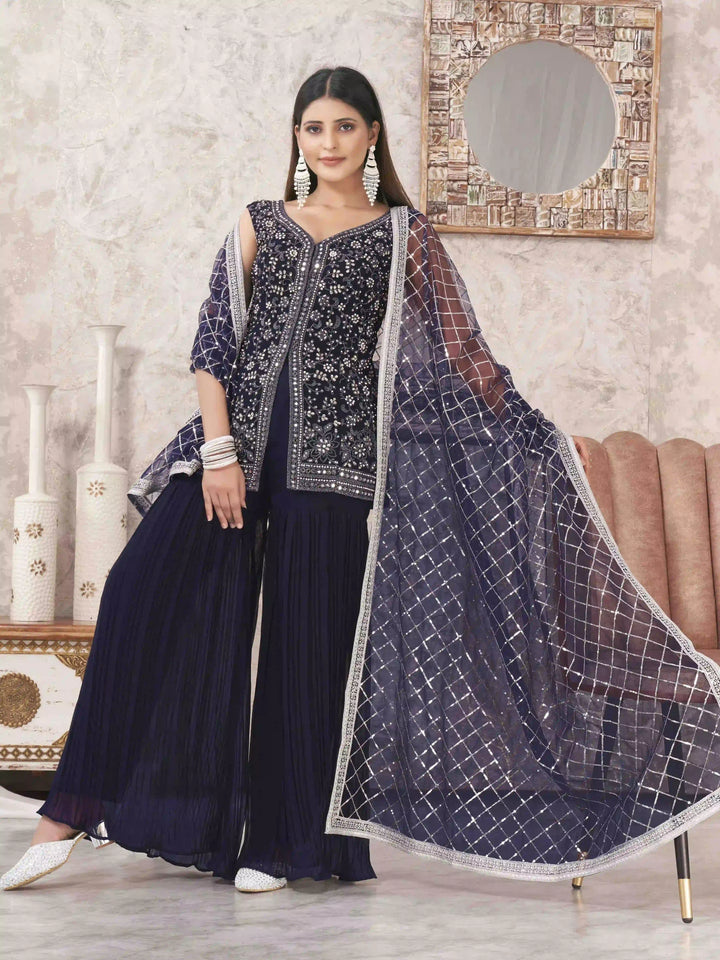 Sophisticated Sharara Suits | Designer Embroidery & Georgette Fabric