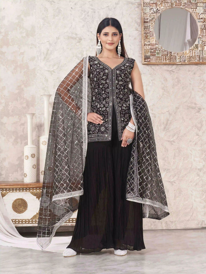 Sophisticated Sharara Suits | Designer Embroidery & Georgette Fabric
