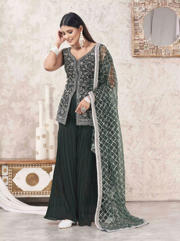 Sophisticated Sharara Suits | Designer Embroidery & Georgette Fabric