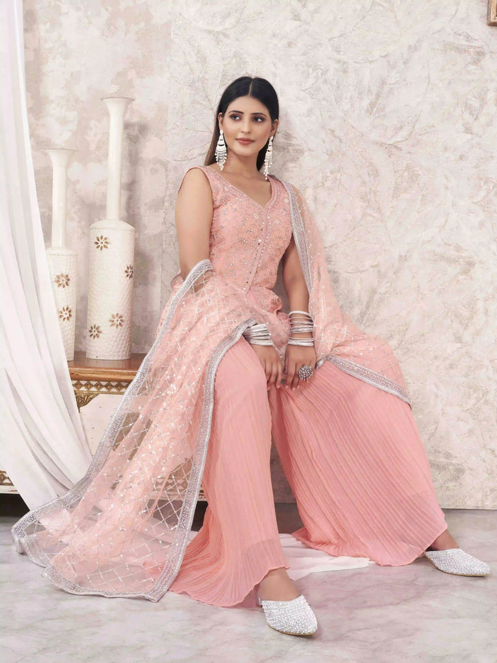 Sophisticated Sharara Suits | Designer Embroidery & Georgette Fabric