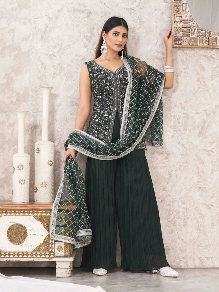 Sophisticated Sharara Suits | Designer Embroidery & Georgette Fabric
