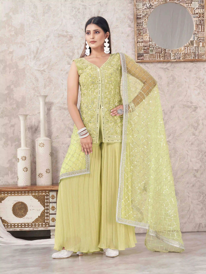 Sophisticated Sharara Suits | Designer Embroidery & Georgette Fabric