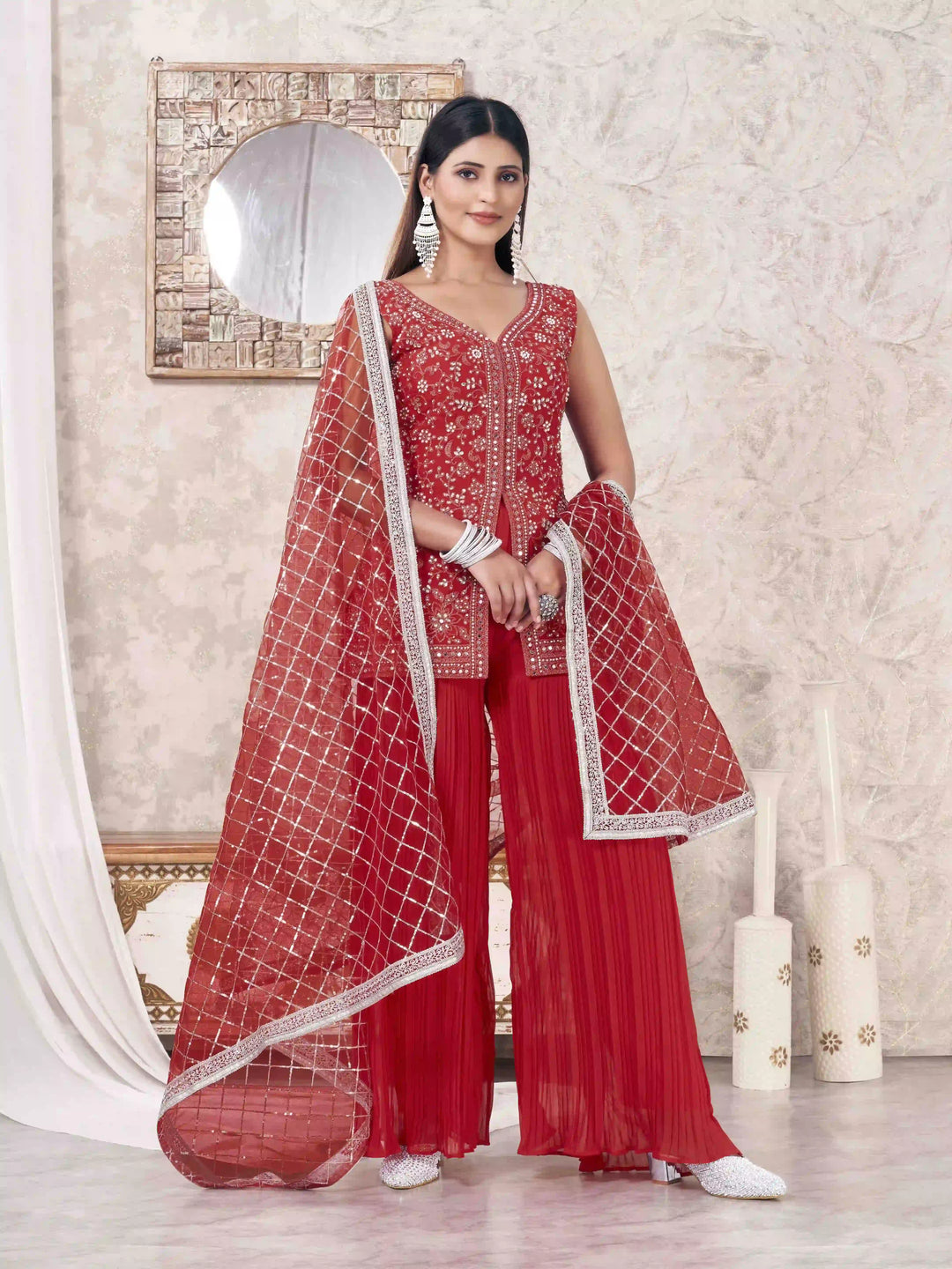 Sophisticated Sharara Suits | Designer Embroidery & Georgette Fabric