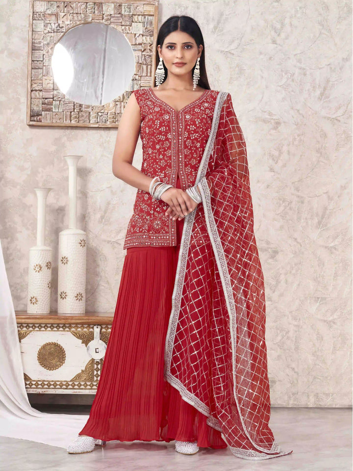 Sophisticated Sharara Suits | Designer Embroidery & Georgette Fabric