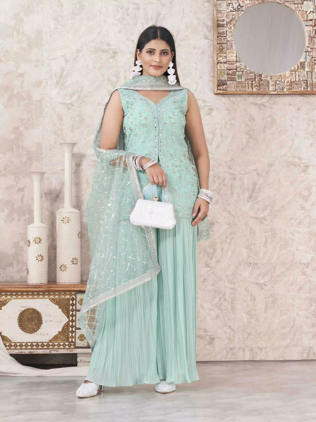 Sophisticated Sharara Suits | Designer Embroidery & Georgette Fabric