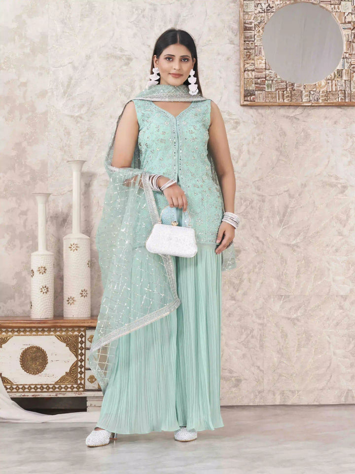 Sophisticated Sharara Suits | Designer Embroidery & Georgette Fabric
