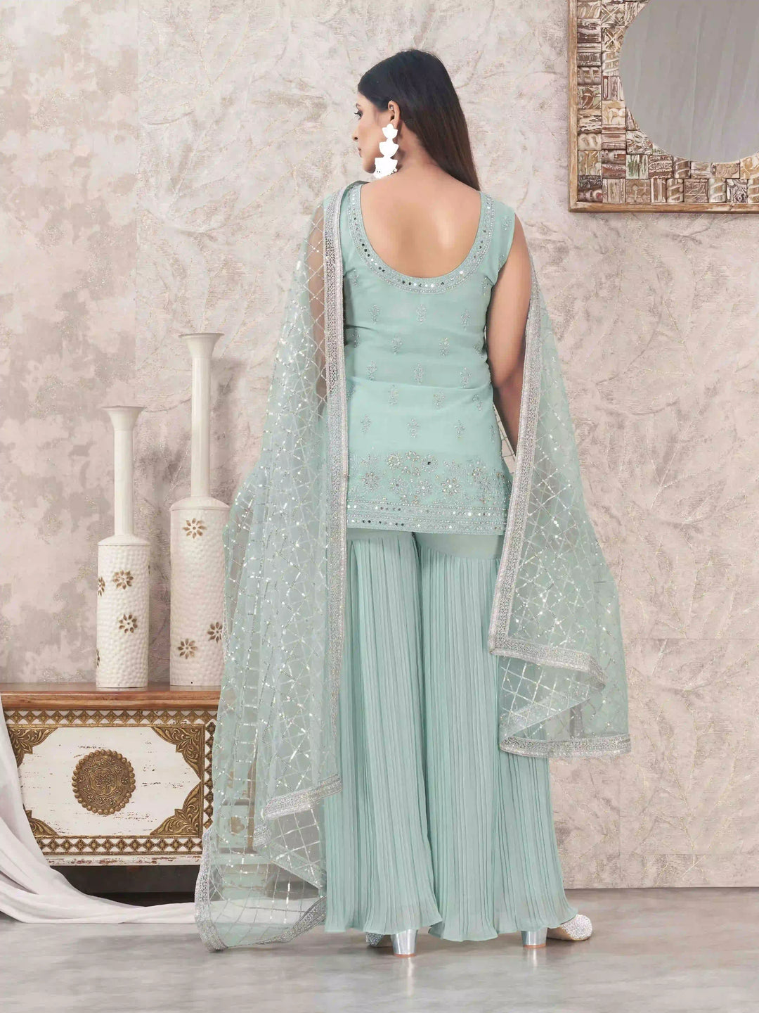 Sophisticated Sharara Suits | Designer Embroidery & Georgette Fabric