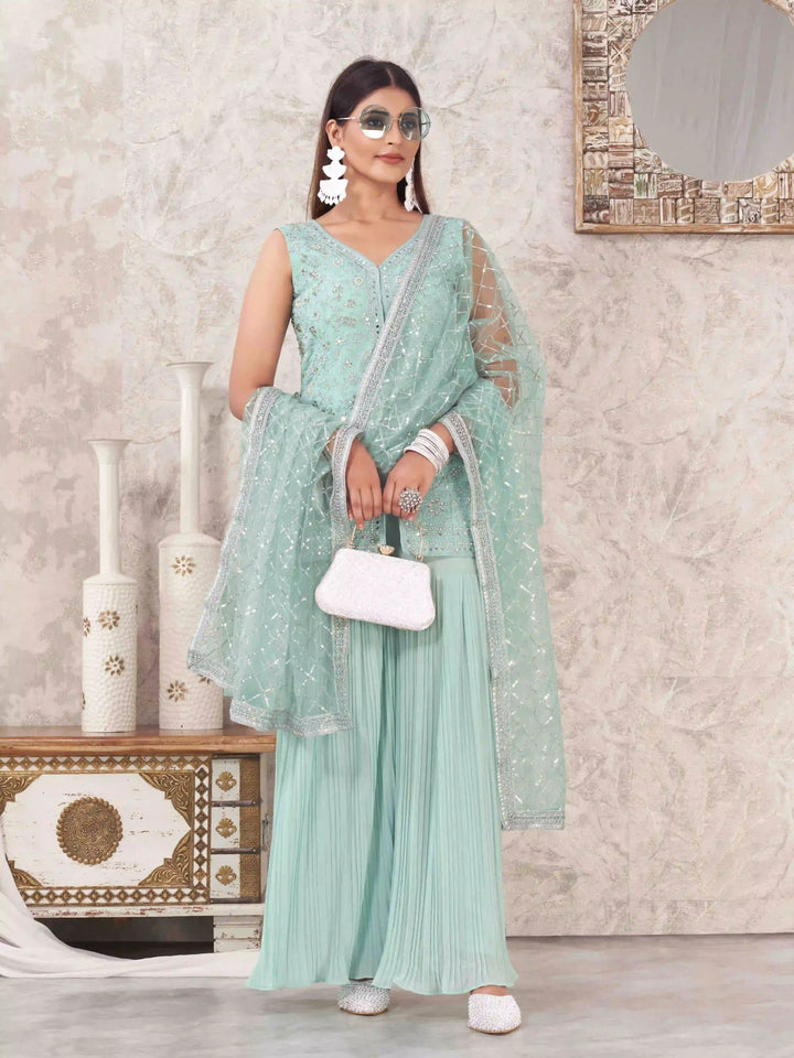 Sophisticated Sharara Suits | Designer Embroidery & Georgette Fabric