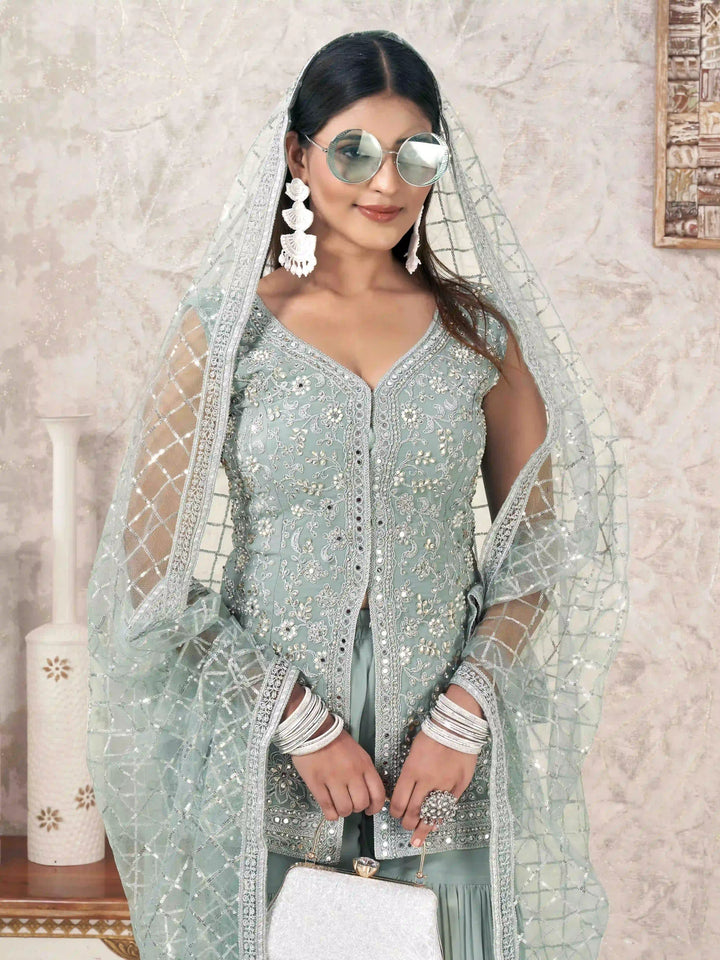 Sophisticated Sharara Suits | Designer Embroidery & Georgette Fabric