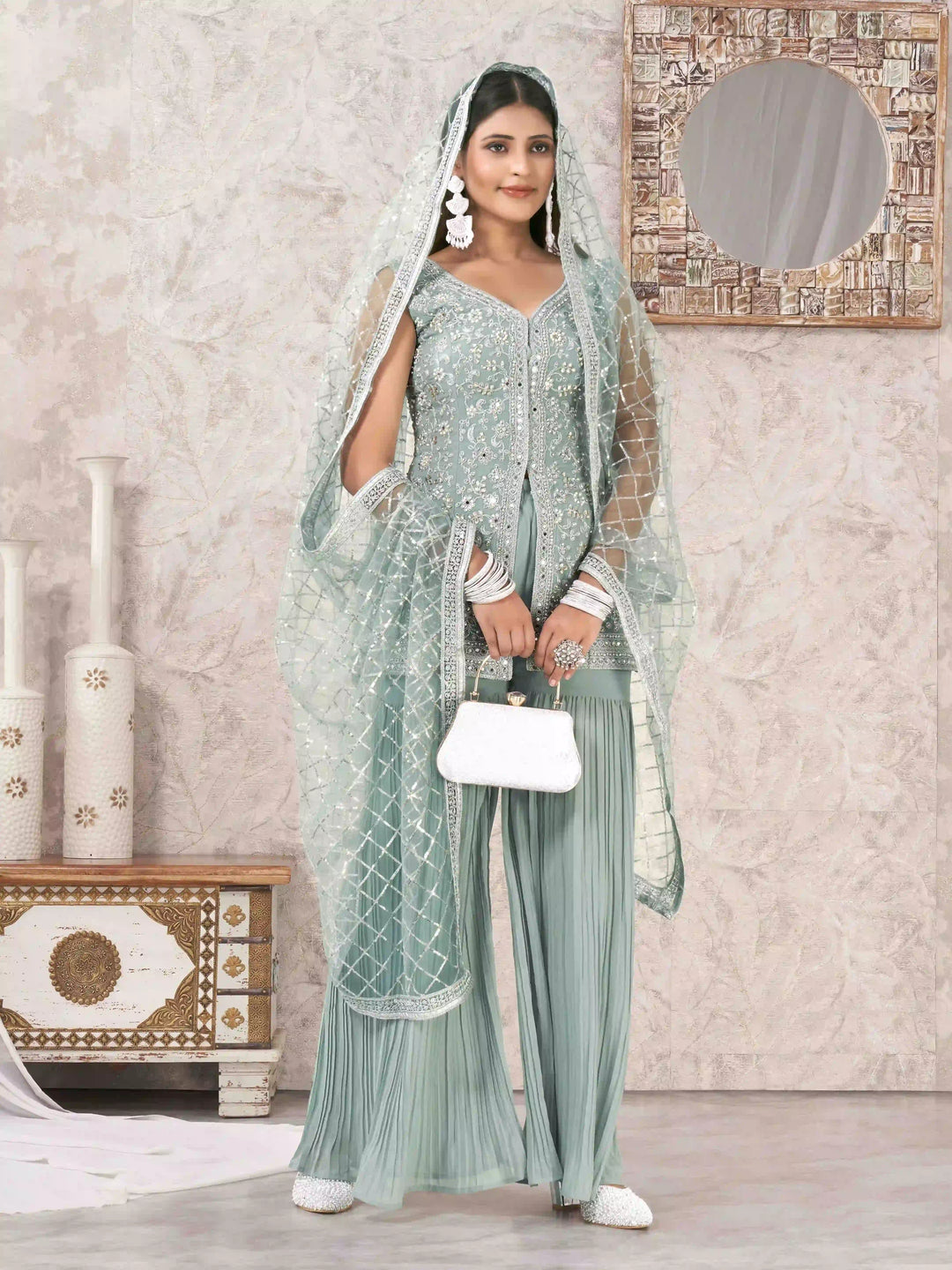 Sophisticated Sharara Suits | Designer Embroidery & Georgette Fabric