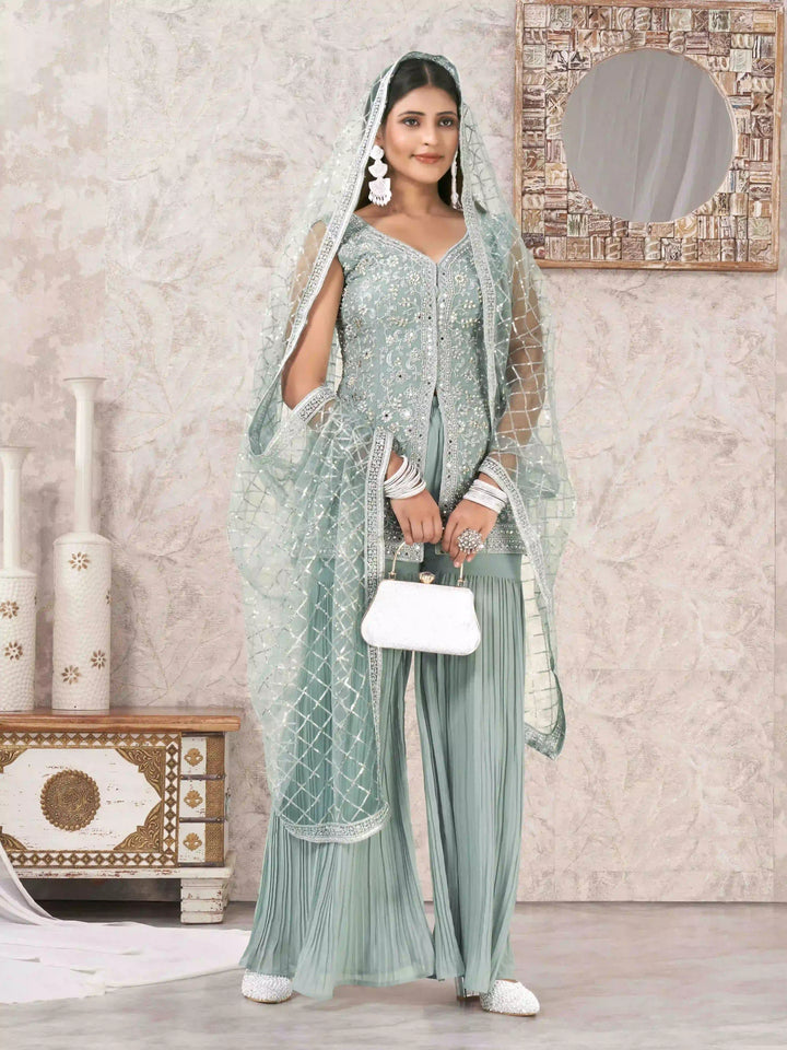 Sophisticated Sharara Suits | Designer Embroidery & Georgette Fabric