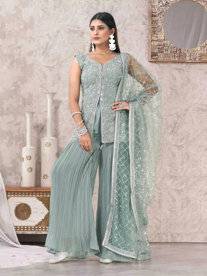 Sophisticated Sharara Suits | Designer Embroidery & Georgette Fabric