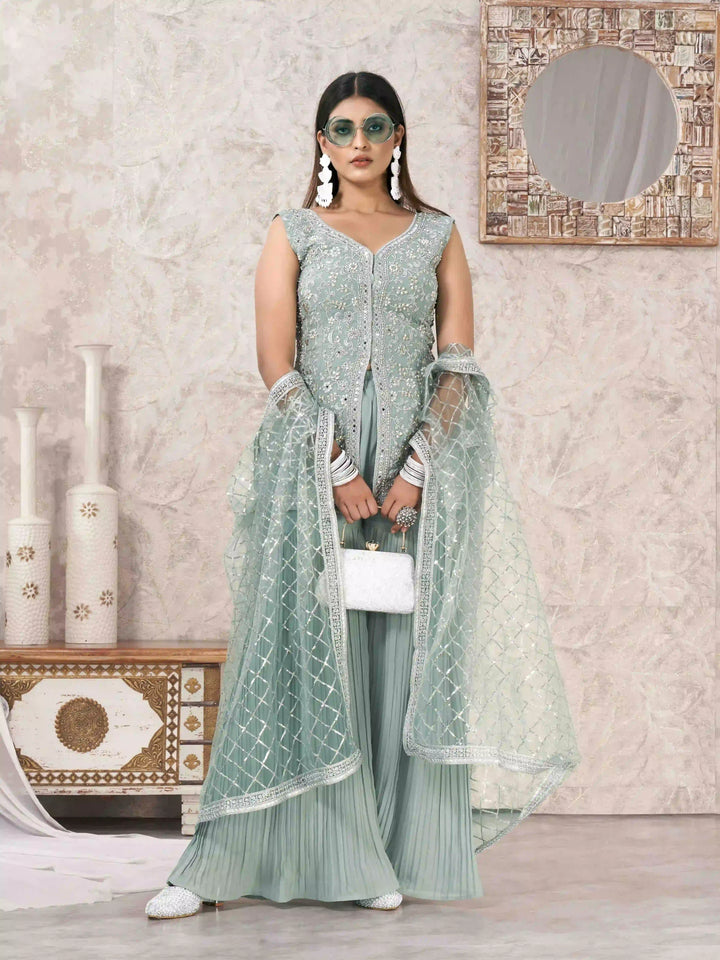 Sophisticated Sharara Suits | Designer Embroidery & Georgette Fabric