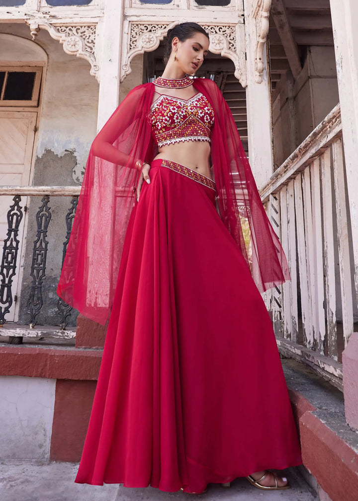 Designer Pink Lehenga Choli | Halter Neck & Handwork Wedding Festive Wear