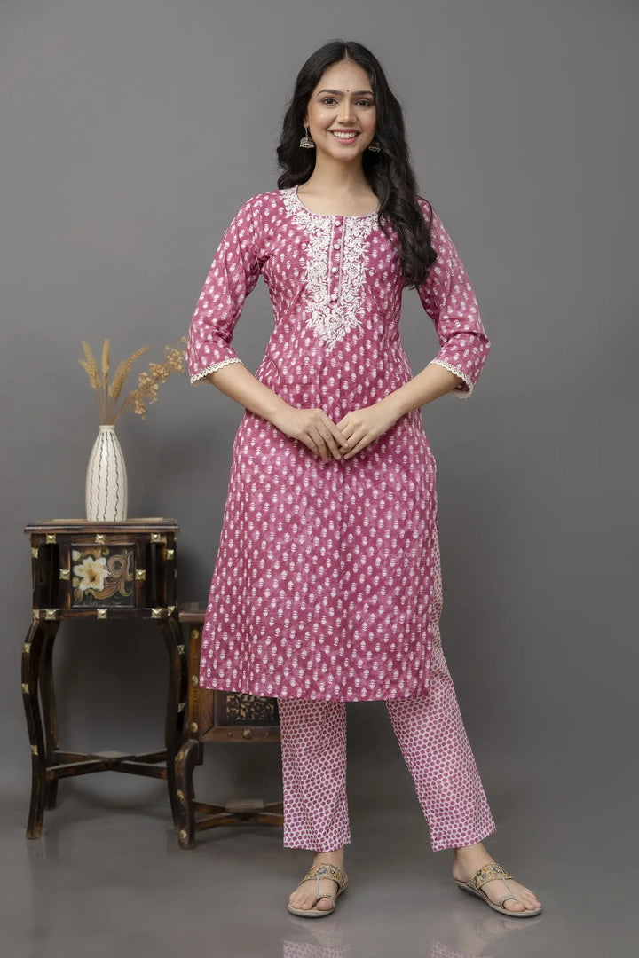 Chic Maroon Kurti Set | Lace Detailing & Designer Prints | Festive Wear
