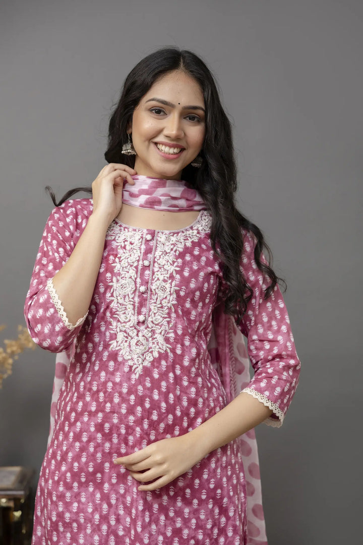 Chic Maroon Kurti Set | Lace Detailing & Designer Prints | Festive Wear