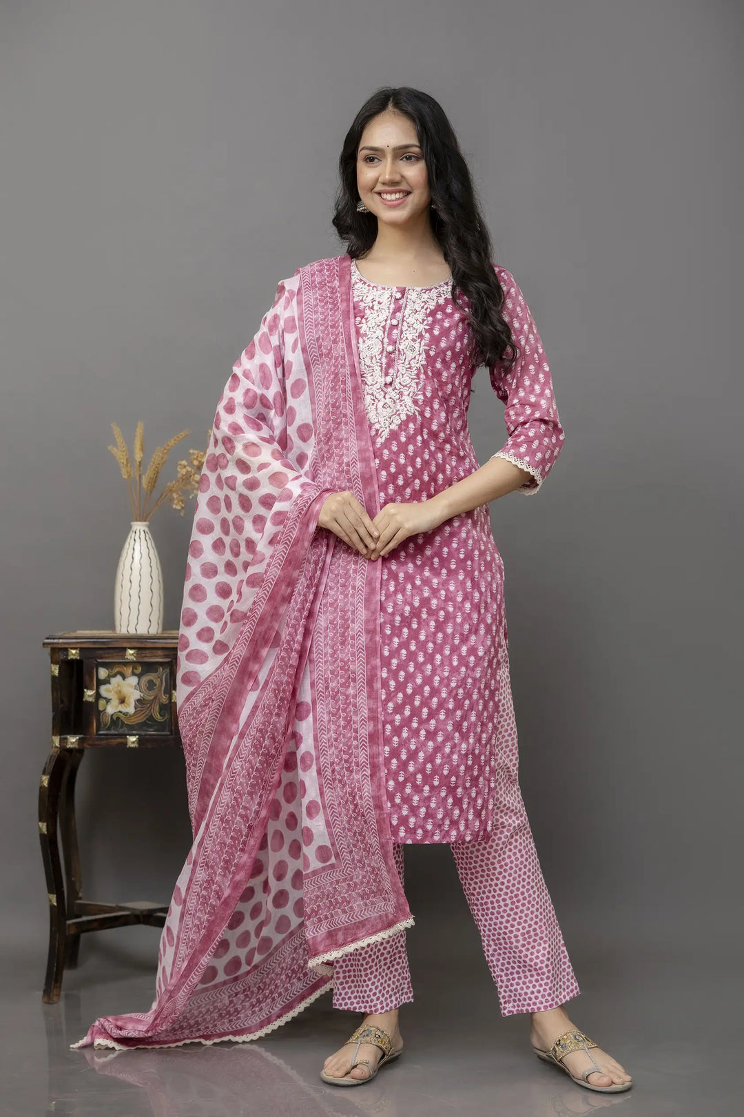 Chic Maroon Kurti Set | Lace Detailing & Designer Prints | Festive Wear