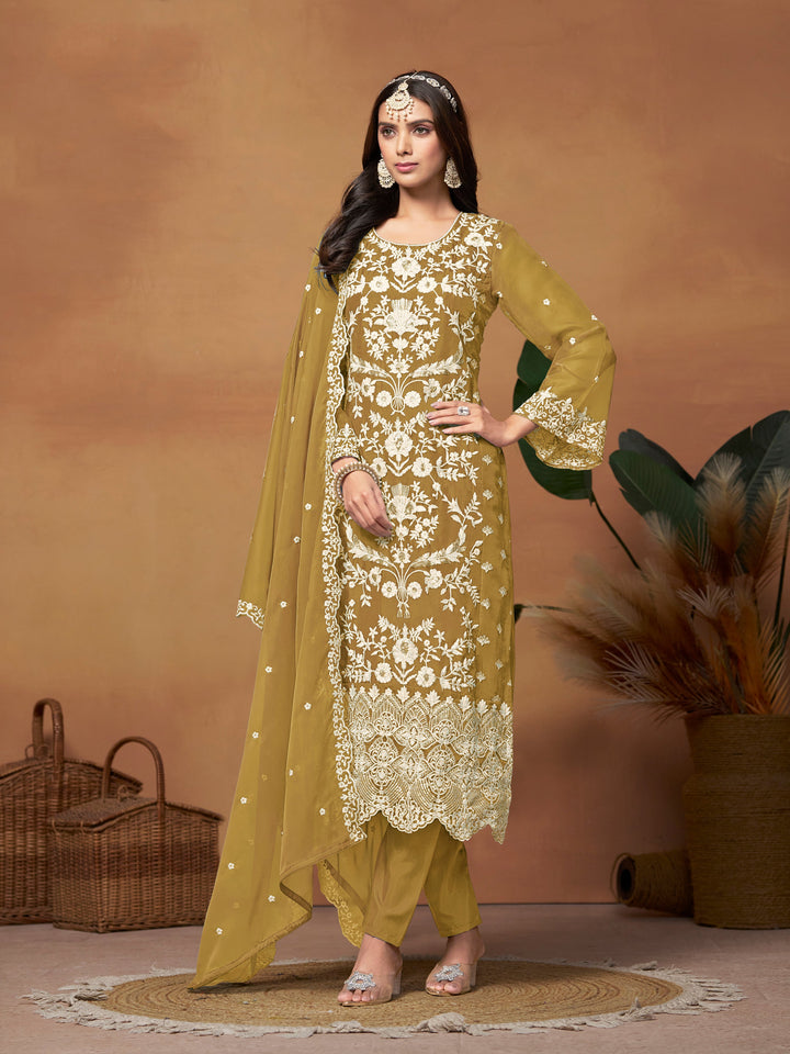 Santoon Kurti Set | Embroidered Outfit with Jacquard Dupatta