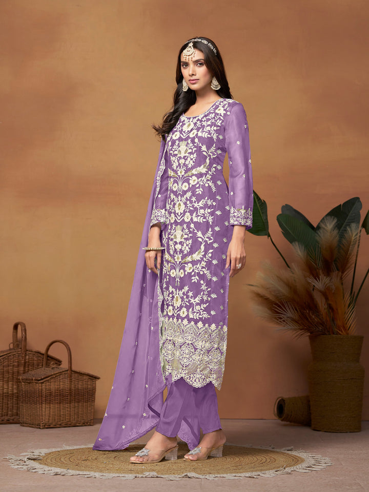 Santoon Kurti Set | Embroidered Outfit with Jacquard Dupatta
