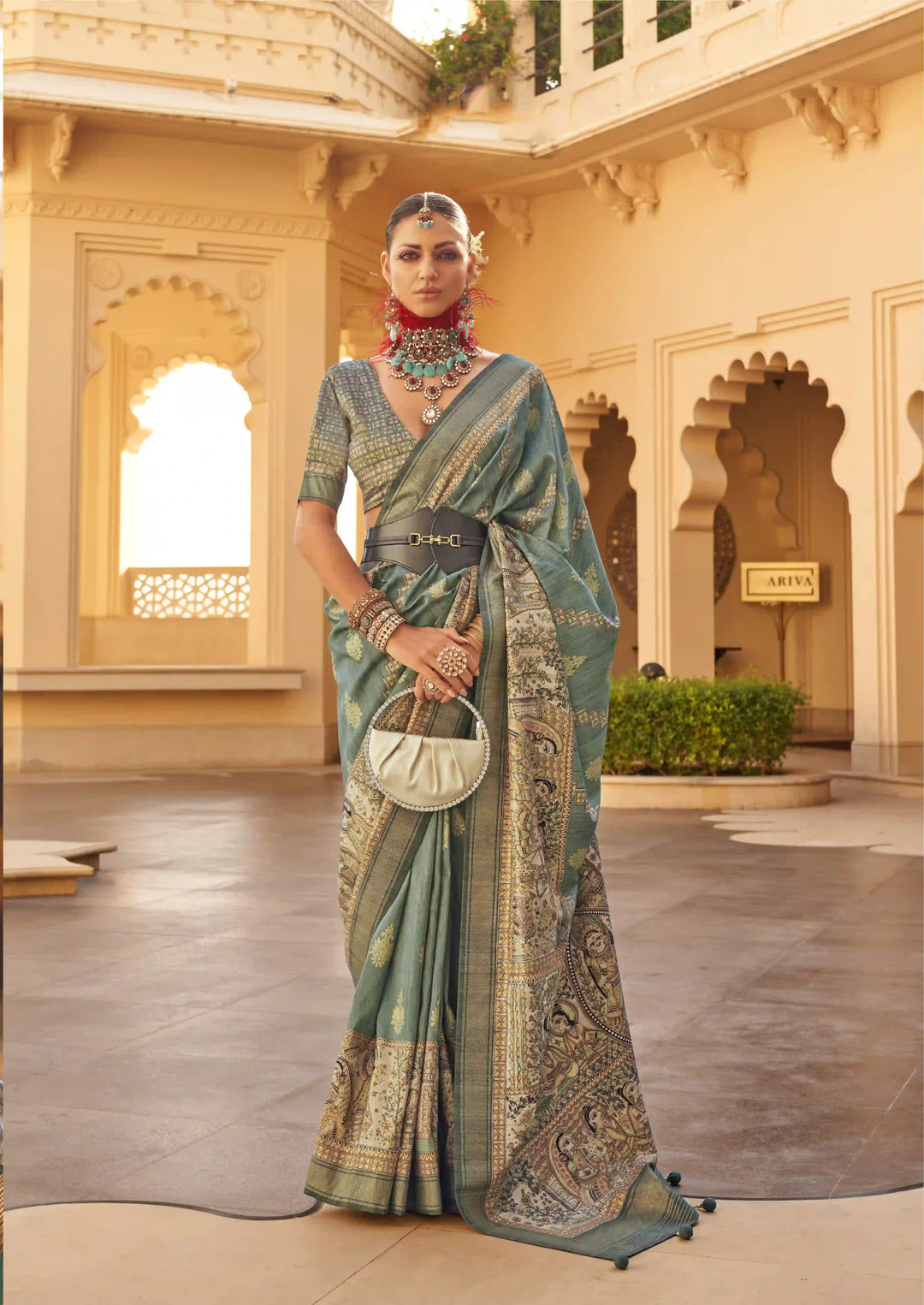 Party Wear Saree | Designer Printed PV Silk with Wevon Border for Special Events