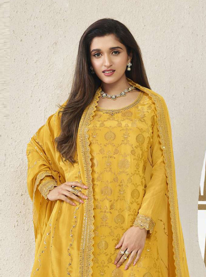 Elegant Chinon Crepe Sharara | Jacquard Designer with Dupatta