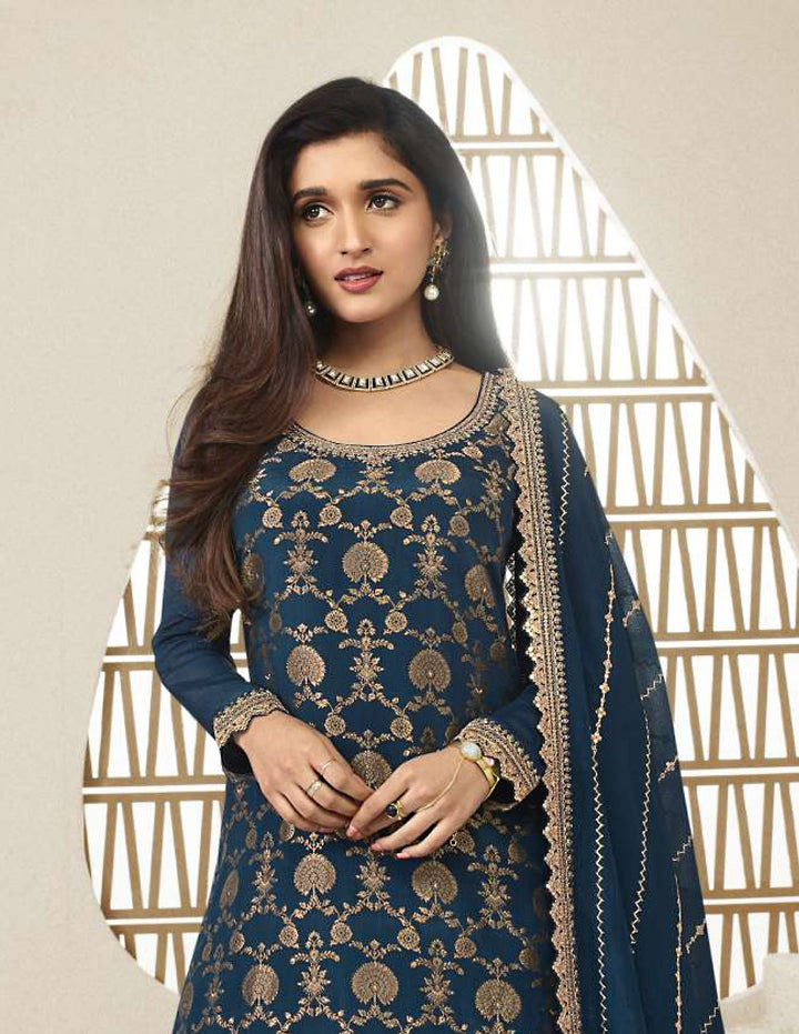 Elegant Chinon Crepe Sharara | Jacquard Designer with Dupatta