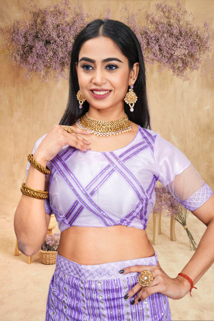 Luxurious Violet Net Lehenga with Violet Dupatta | A Graceful Addition to Your Wardrobe