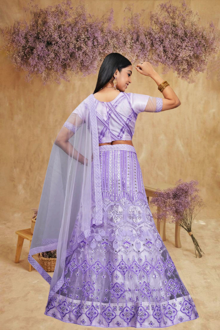 Luxurious Violet Net Lehenga with Violet Dupatta | A Graceful Addition to Your Wardrobe