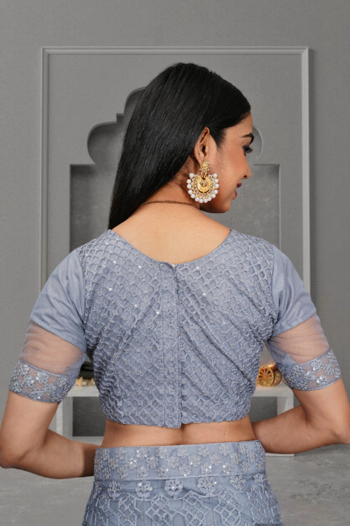 Breathtaking Gray Net Lehenga with Gray Dupatta | Elegance Redefined for Brides
