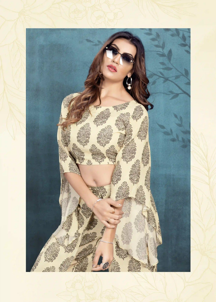 Off White Kurti for Women | Viscose Muslin Party Wear Designer Print