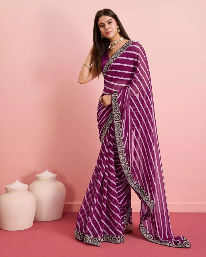 Luxurious Laheriya Georgette Saree | Ideal for Special Occasions & Celebrations