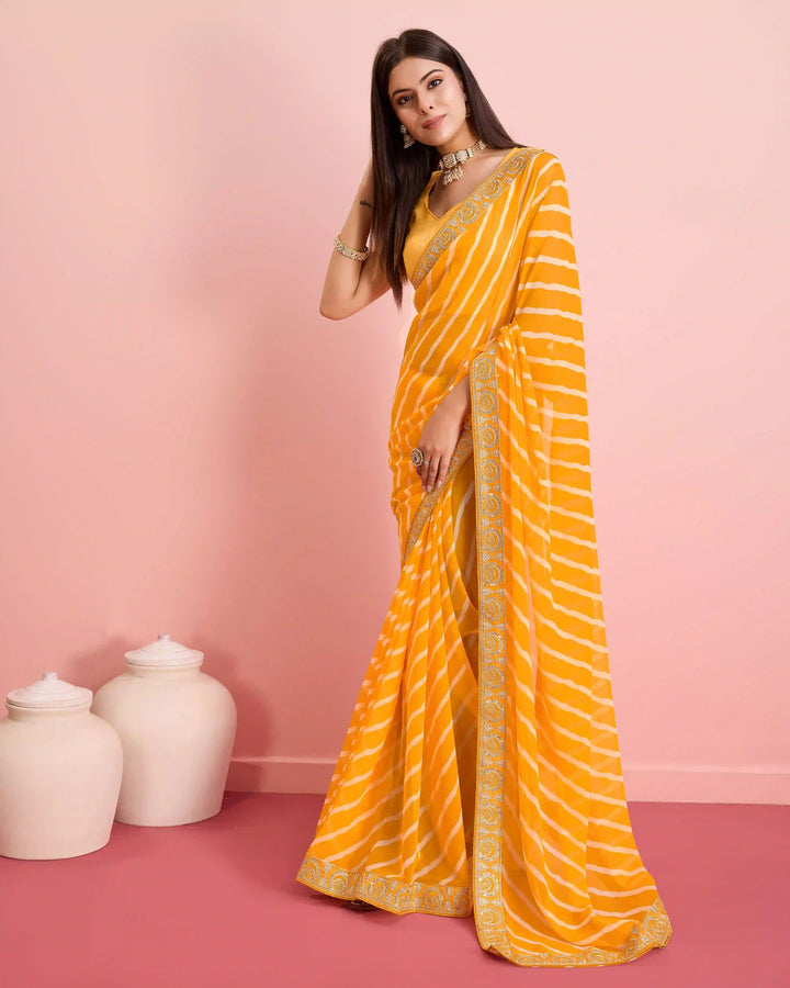 Luxurious Laheriya Georgette Saree | Ideal for Special Occasions & Celebrations