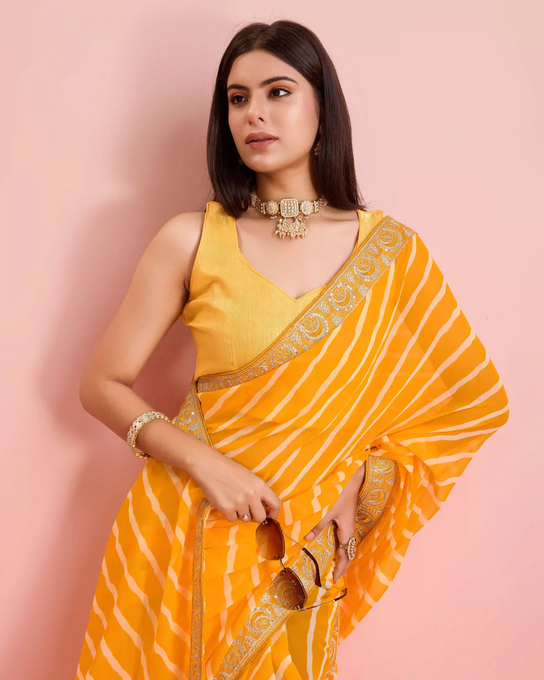 Luxurious Laheriya Georgette Saree | Ideal for Special Occasions & Celebrations