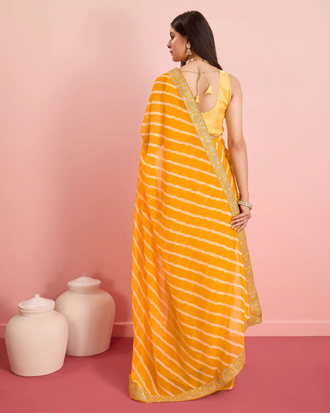 Luxurious Laheriya Georgette Saree | Ideal for Special Occasions & Celebrations