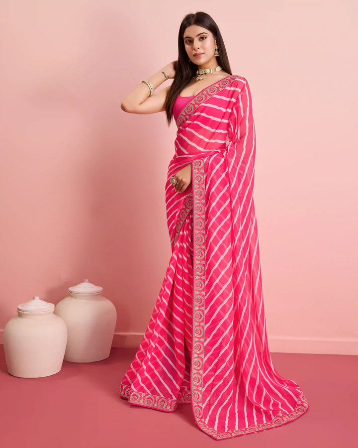 Luxurious Laheriya Georgette Saree | Ideal for Special Occasions & Celebrations