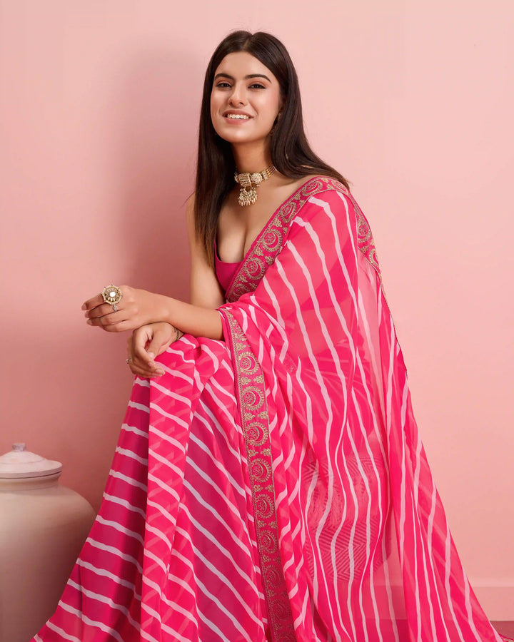 Luxurious Laheriya Georgette Saree | Ideal for Special Occasions & Celebrations