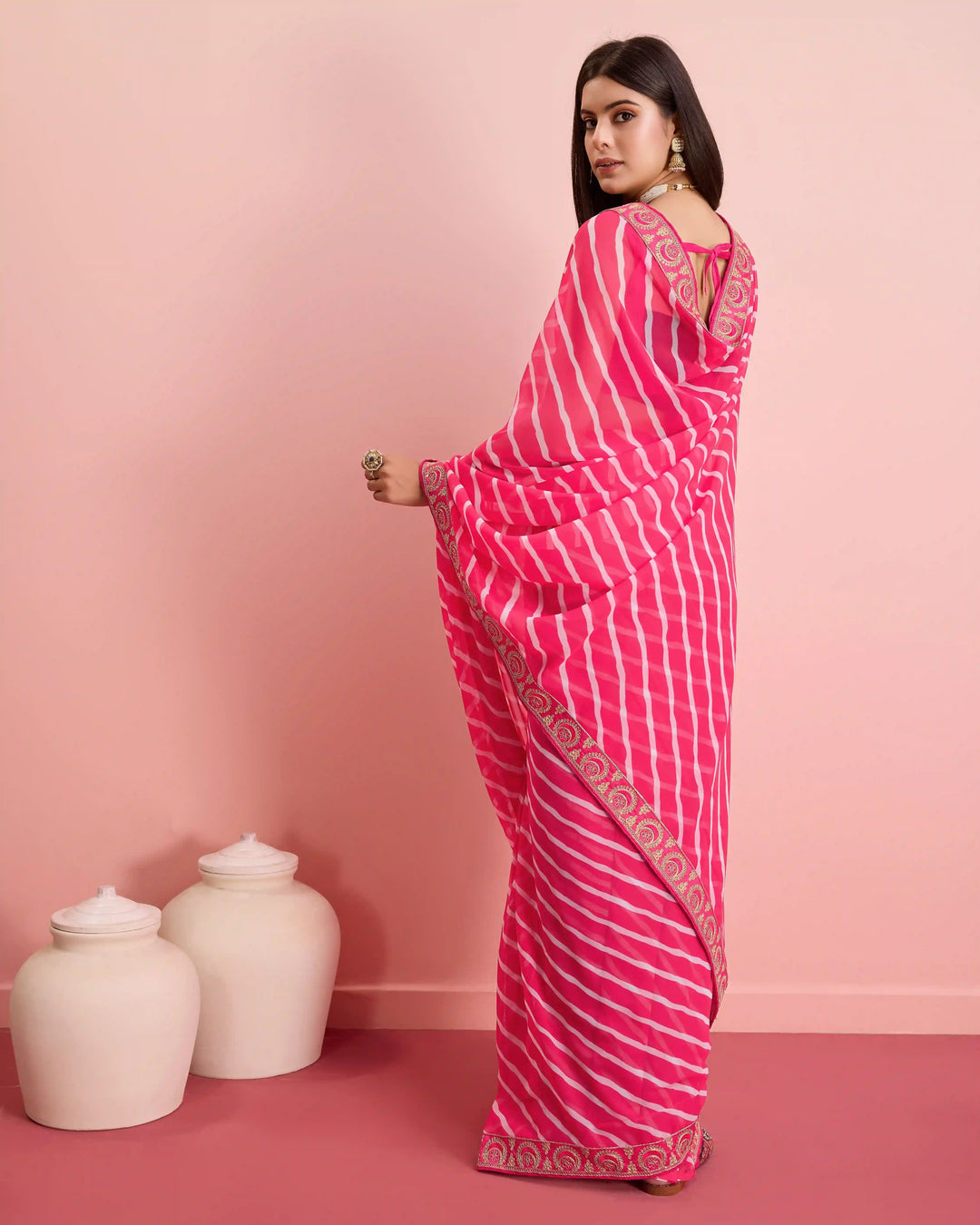 Luxurious Laheriya Georgette Saree | Ideal for Special Occasions & Celebrations