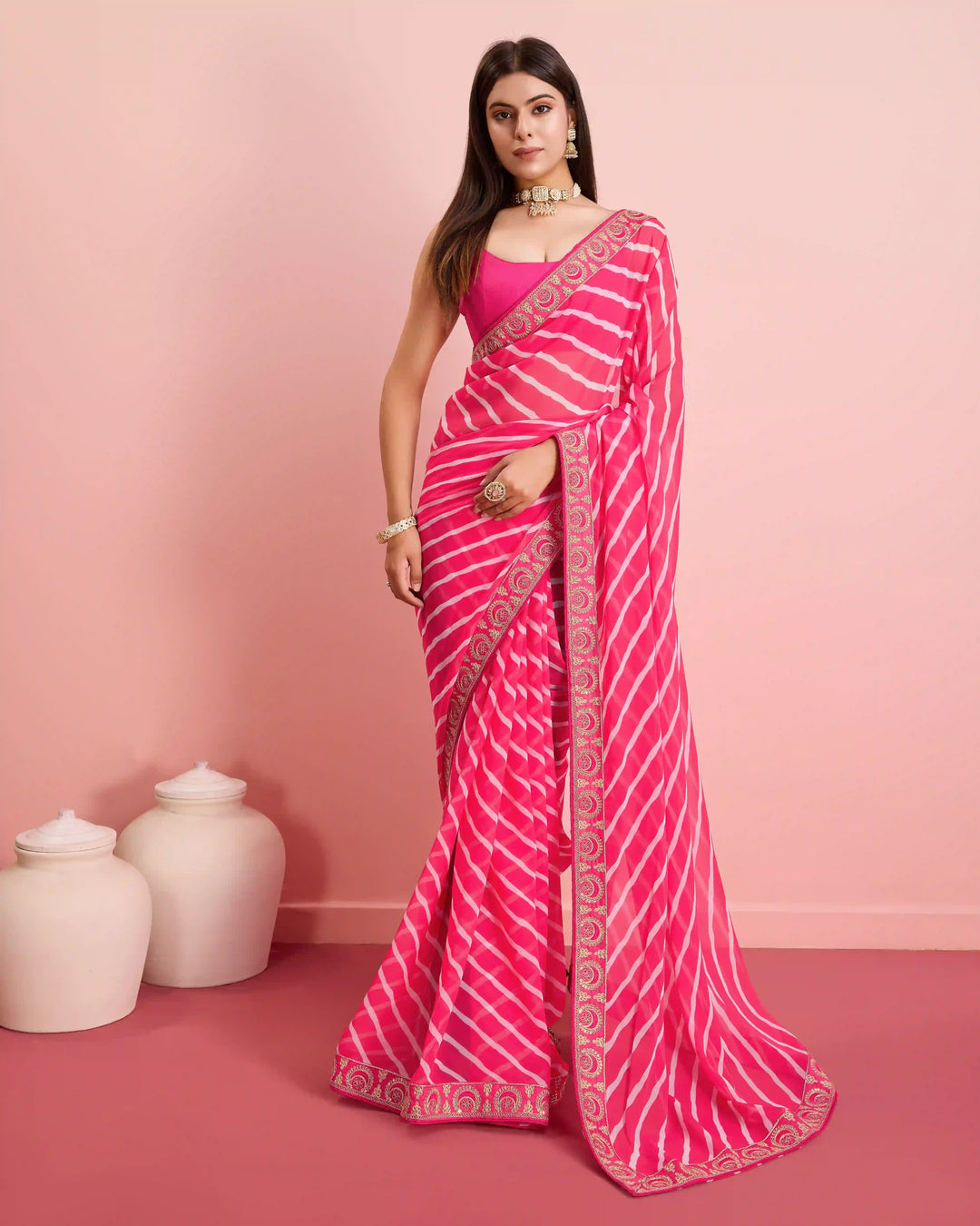 Luxurious Laheriya Georgette Saree | Ideal for Special Occasions & Celebrations
