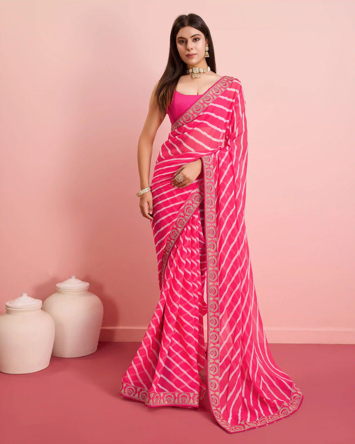 Luxurious Laheriya Georgette Saree | Ideal for Special Occasions & Celebrations
