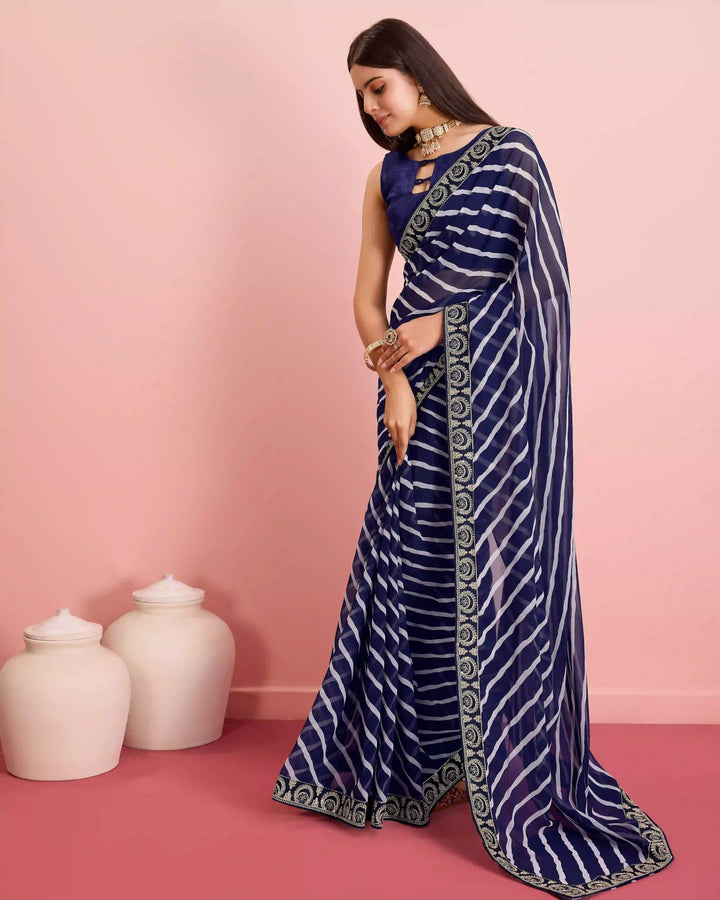 Luxurious Laheriya Georgette Saree | Ideal for Special Occasions & Celebrations