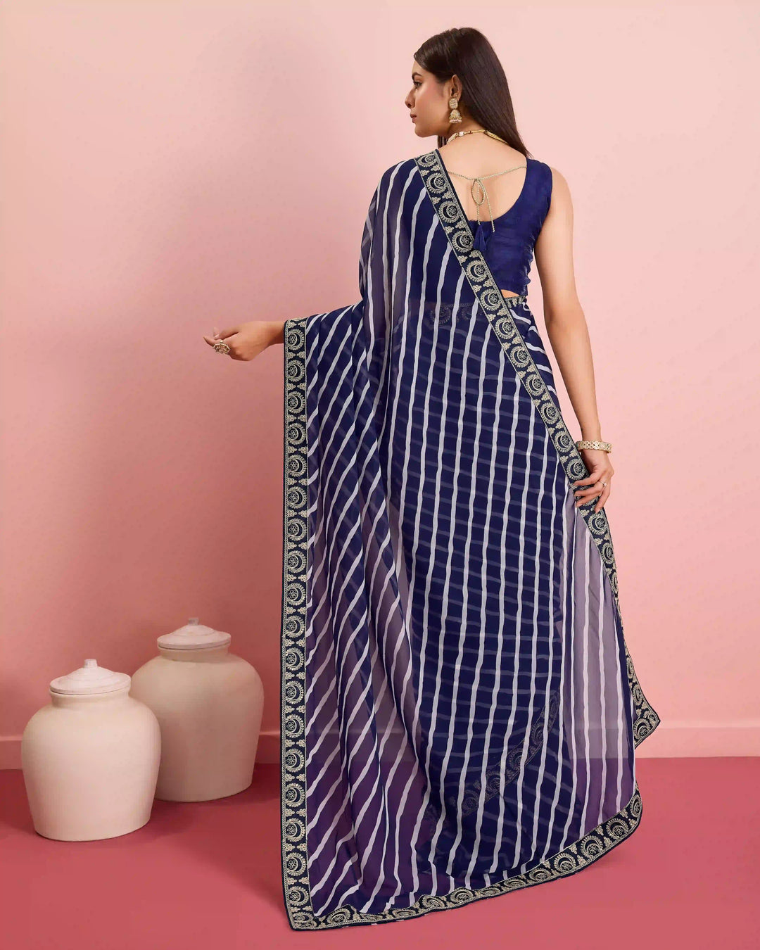 Luxurious Laheriya Georgette Saree | Ideal for Special Occasions & Celebrations